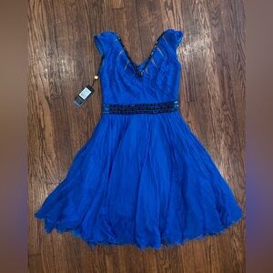 Tadashi Shoji Blue Dress with Beaded Accents size 6